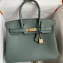 Hermes Birkin 30 Retourne Handmade Bag In Vert Amande Clemence Leather