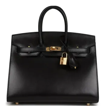 Hermes Birkin 25 Sellier Handmade Bag In Black Box Calfskin