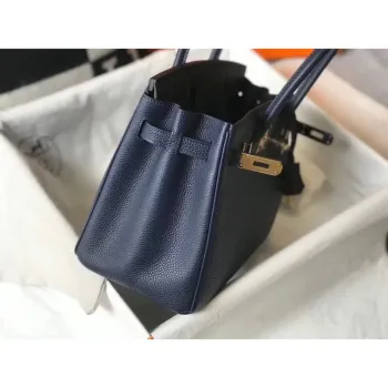 Hermes Navy Blue Clemence Birkin 30cm Bag