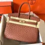 Hermes Brown Birkin 30cm Ostrich Handmade Bag