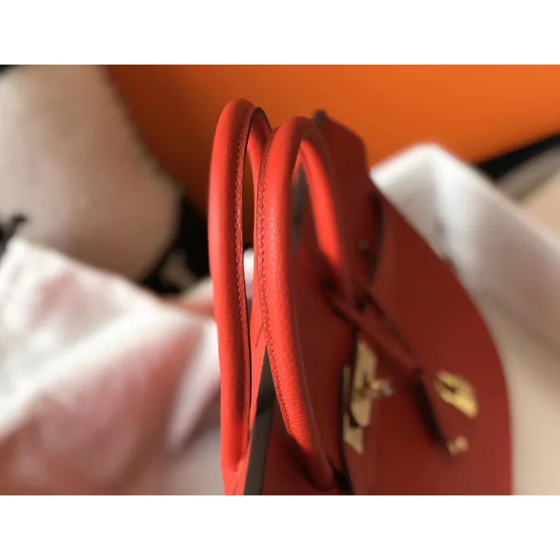 Hermes Red Clemence Birkin 35cm Bag