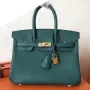 Hermes Malachite Birkin 25cm Clemence Handmade Bag