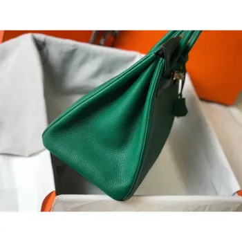 Hermes Malachite Clemence Birkin 35cm Bag