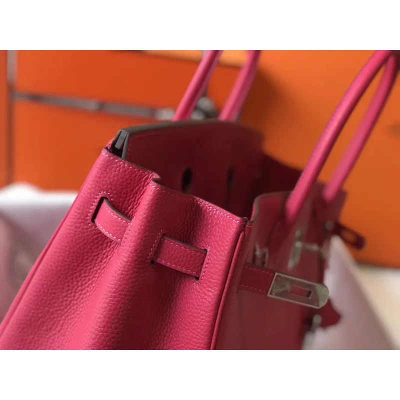 Hermes Rose Red Clemence Birkin 35cm Bag