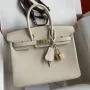 Hermes Birkin 25 Retourne Handmade Bag In Craie Epsom Calfskin