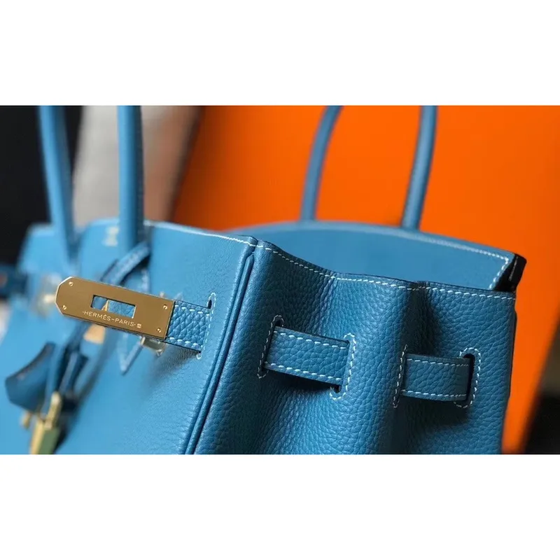 Hermes Blue Jean Clemence Birkin 30cm Bag