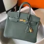 Hermes Birkin 25cm Bag In Vert Amande Clemence Leather