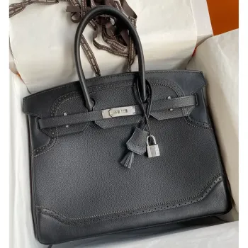 Hermes Ghillies Birkin 35cm Limited edition Bag In Black Calfskin