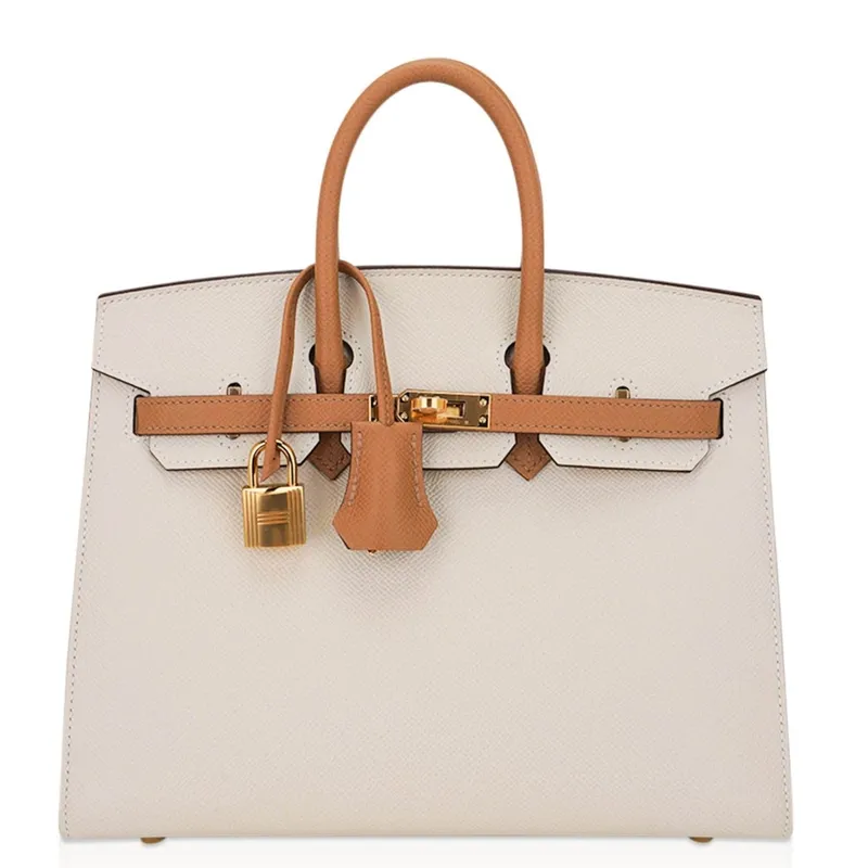 Hermes HSS Birkin 25 Sellier Bag in Craie and Gold Epsom Calfskin