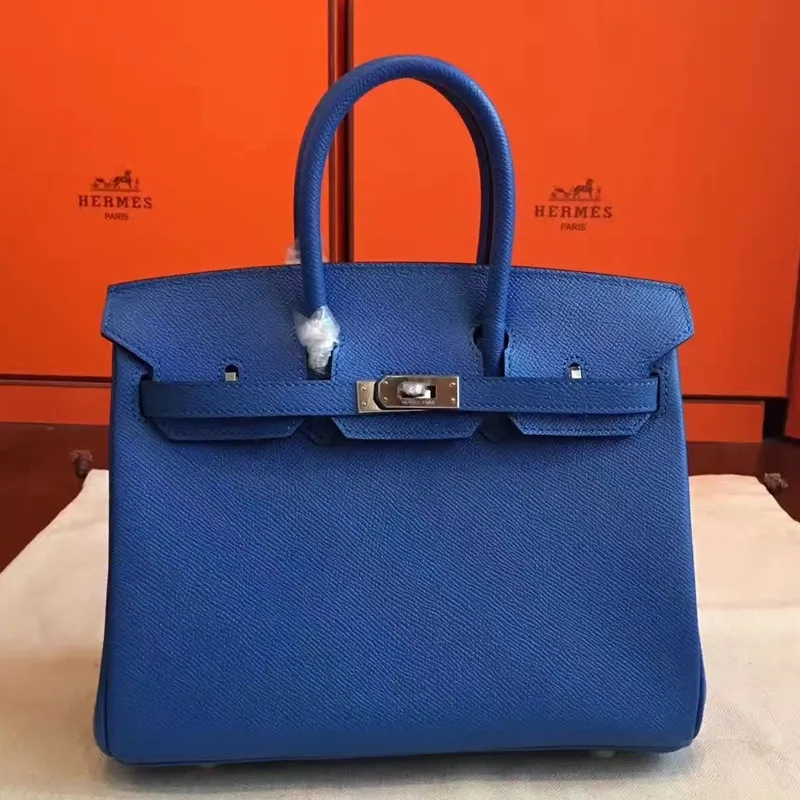 Hermes Blue Birkin 25cm Epsom Handmade Bag
