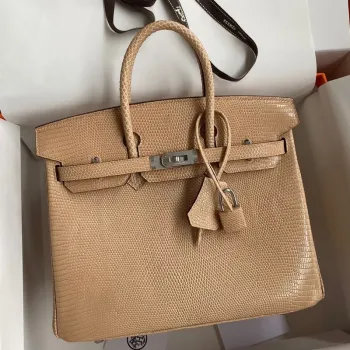 Hermes Birkin 25 Retourne in Beige Lizard Leather — Handcrafted Luxury & Rare Investment
