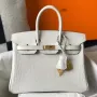 Hermes Birkin 25cm Bag In White Embossed Crocodile Leather