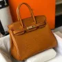 Hermes Birkin 25cm Bag In Gold Embossed Crocodile Leather