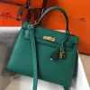 Kelly 25cm Sellier Bag In Malachite Epsom Leather