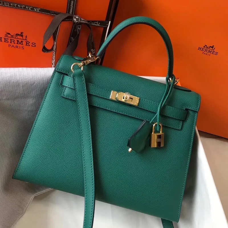 Kelly 25cm Sellier Bag In Malachite Epsom Leather