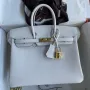 Hermes Birkin 25 Retourne Handmade Bag In Gris Pale Epsom Calfskin