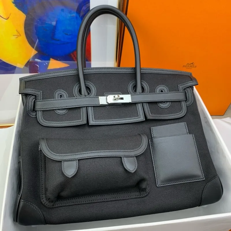 Hermes Cargo Birkin 35cm Limited edition Bag in Black Canvas