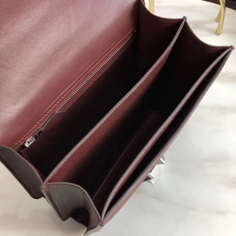 Hermes 2002 20cm Bag In Bordeaux Evercolor Calfskin