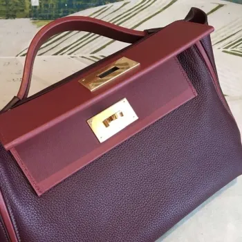 Hermes 24/24 29 Bag In Bordeaux Clemence Calfskin