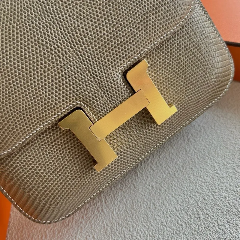 Hermes Constance 18 Handmade Bag in Taupe Lizard Leather