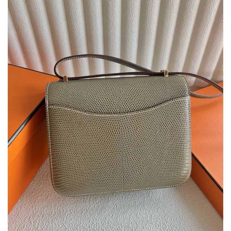 Hermes Constance 18 Handmade Bag in Taupe Lizard Leather