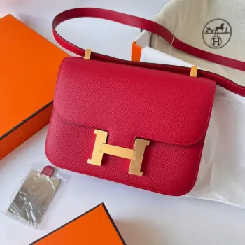 Hermes Constance 1 24 Mirror Bag In Red Epsom Calfskin