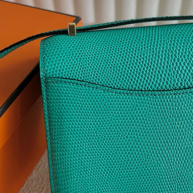 Hermes Constance 18 Handmade Bag in Menthe Lizard Leather