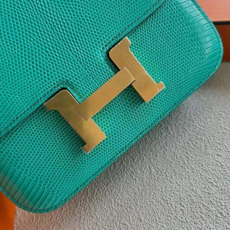 Hermes Constance 18 Handmade Bag in Menthe Lizard Leather