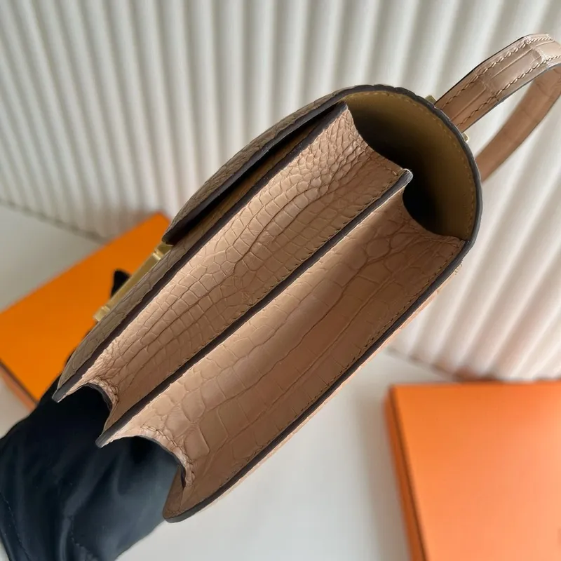 Hermes Constance 18 Handmade Bag in Chai Matte Alligator Leather