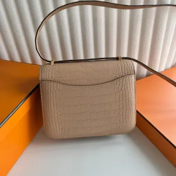 Hermes Constance 18 Handmade Bag in Chai Matte Alligator Leather