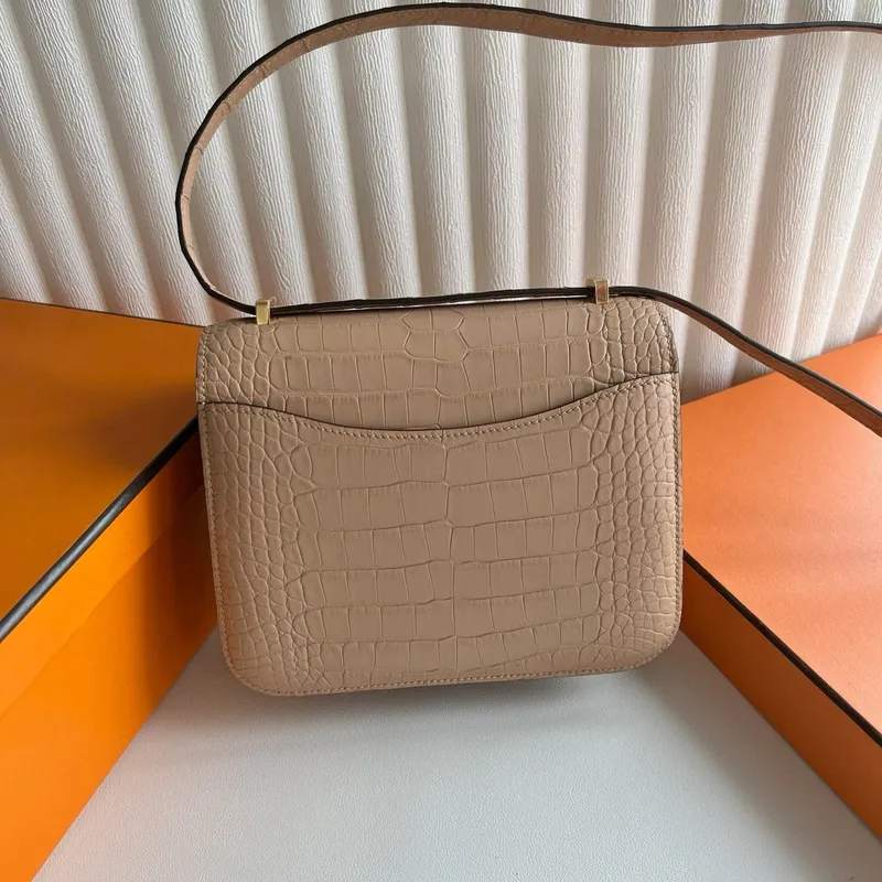 Hermes Constance 18 Handmade Bag in Chai Matte Alligator Leather