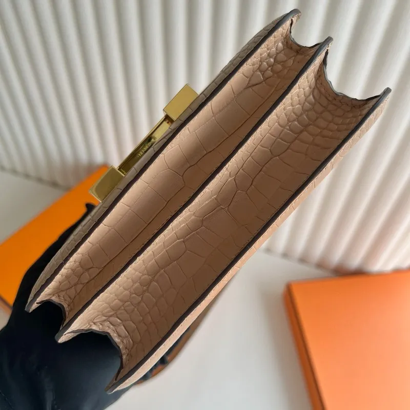 Hermes Constance 18 Handmade Bag in Chai Matte Alligator Leather