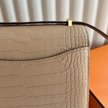 Hermes Constance 18 Handmade Bag in Chai Matte Alligator Leather