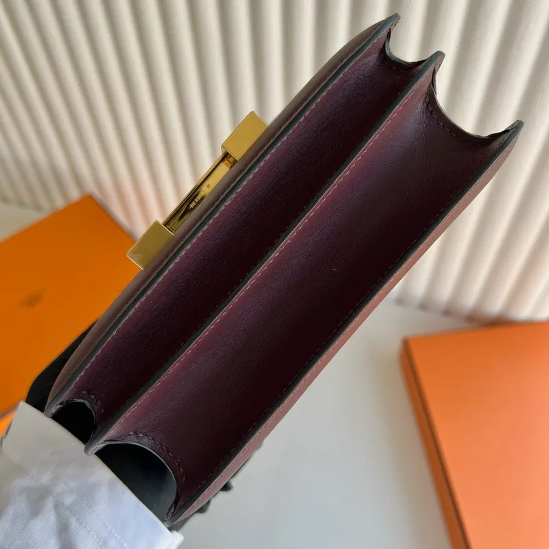 Hermes Constance 18 Handmade Bag in Bordeaux Swift Calfskin