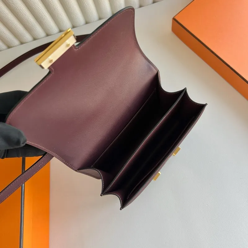 Hermes Constance 18 Handmade Bag in Bordeaux Swift Calfskin