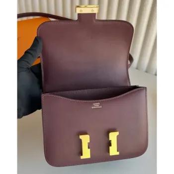 Hermes Constance 18 Handmade Bag in Bordeaux Swift Calfskin