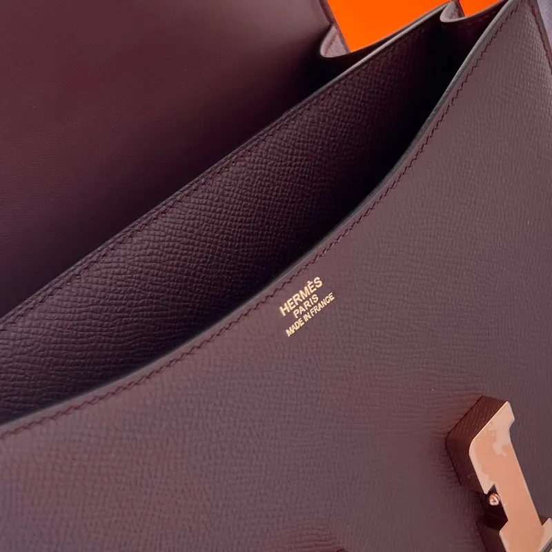 Hermes Constance 18 Handmade Bag in Rouge Sellier Epsom Calfskin