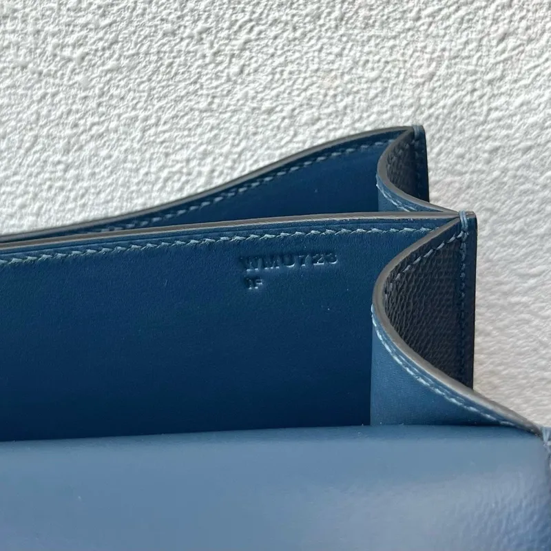 Hermes Constance Enamel 18 Handmade Bag in Deep Blue Epsom Calfskin