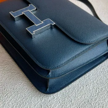 Hermes Constance Enamel 18 Handmade Bag in Deep Blue Epsom Calfskin