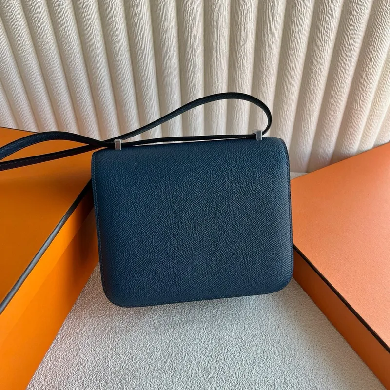 Hermes Constance Enamel 18 Handmade Bag in Deep Blue Epsom Calfskin