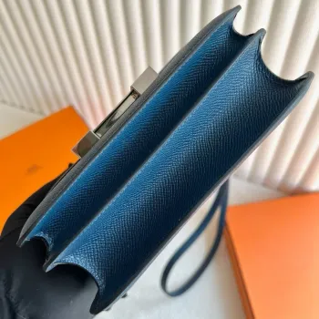 Hermes Constance Enamel 18 Handmade Bag in Deep Blue Epsom Calfskin