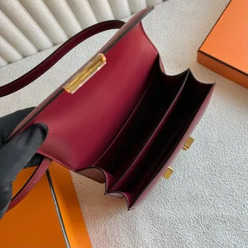 Hermes Constance Enamel 18 Handmade Bag in Rouge H Box Calfskin