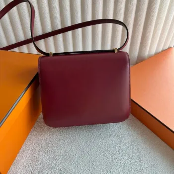 Hermes Constance Enamel 18 Handmade Bag in Rouge H Box Calfskin