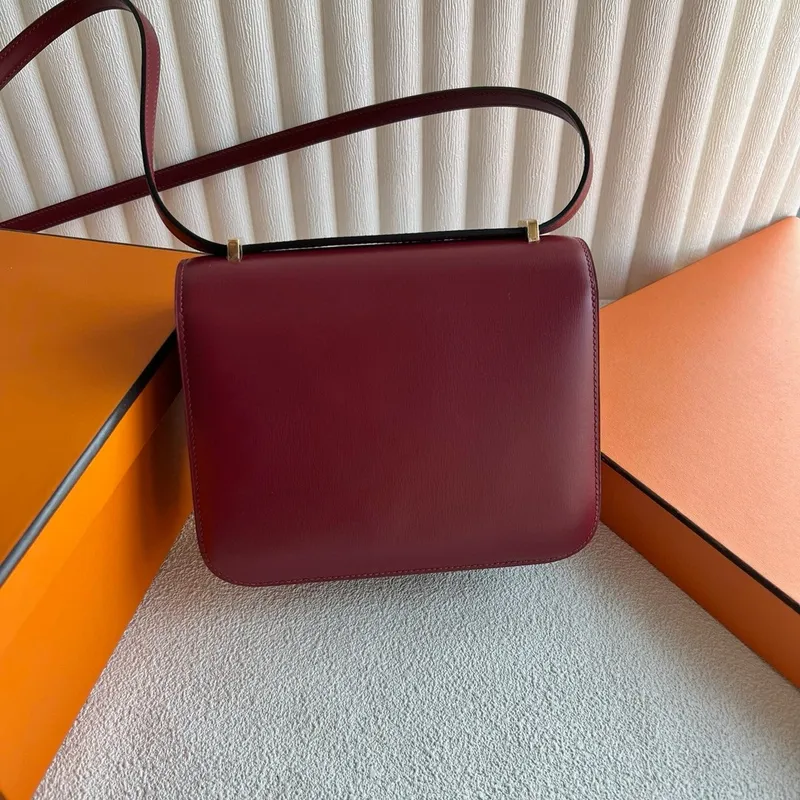 Hermes Constance Enamel 18 Handmade Bag in Rouge H Box Calfskin