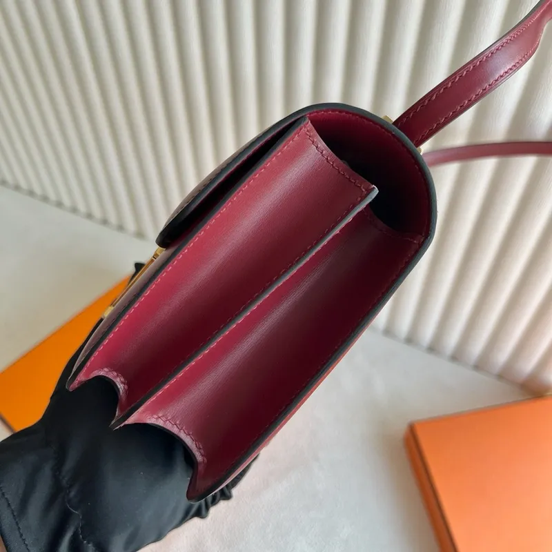 Hermes Constance Enamel 18 Handmade Bag in Rouge H Box Calfskin