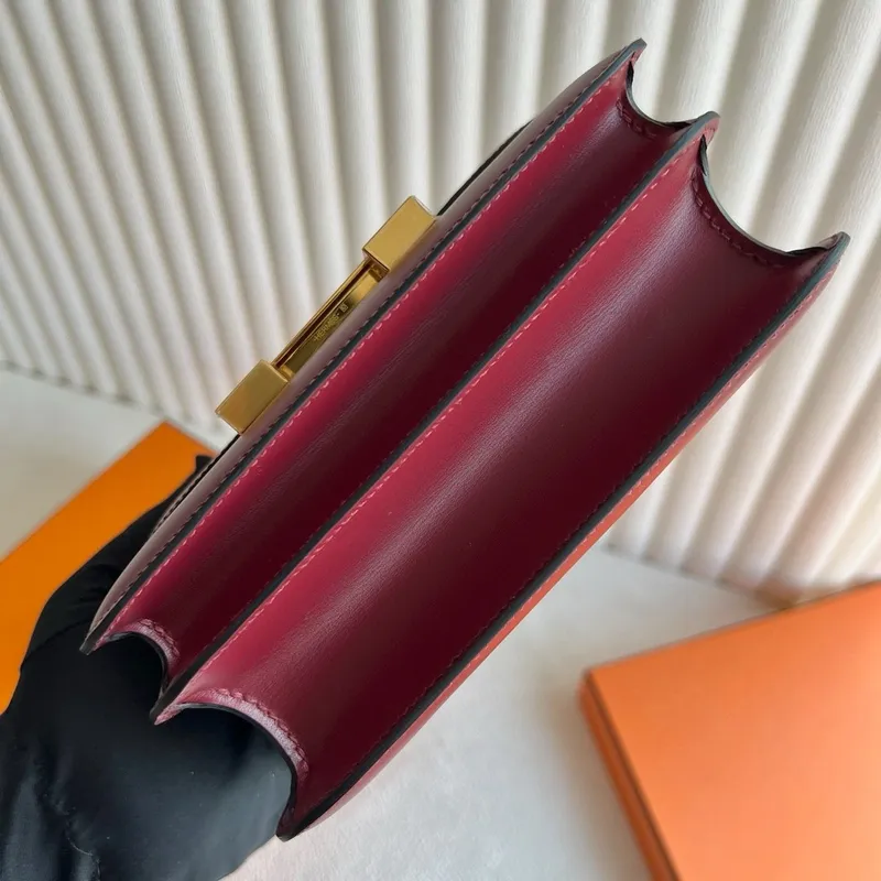 Hermes Constance Enamel 18 Handmade Bag in Rouge H Box Calfskin