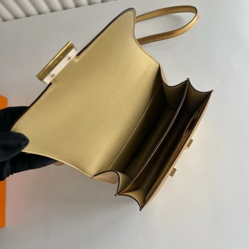 Hermes Constance 1 18 Mirror Bag in Dore Metallic Chevre Mysore Leather