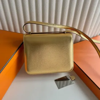 Hermes Constance 1 18 Mirror Bag in Dore Metallic Chevre Mysore Leather