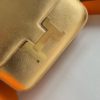 Hermes Constance 1 18 Mirror Bag in Dore Metallic Chevre Mysore Leather