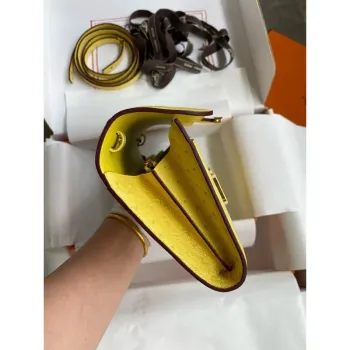 Hermes Constance To Go Wallet in Lime Ostrich Leather